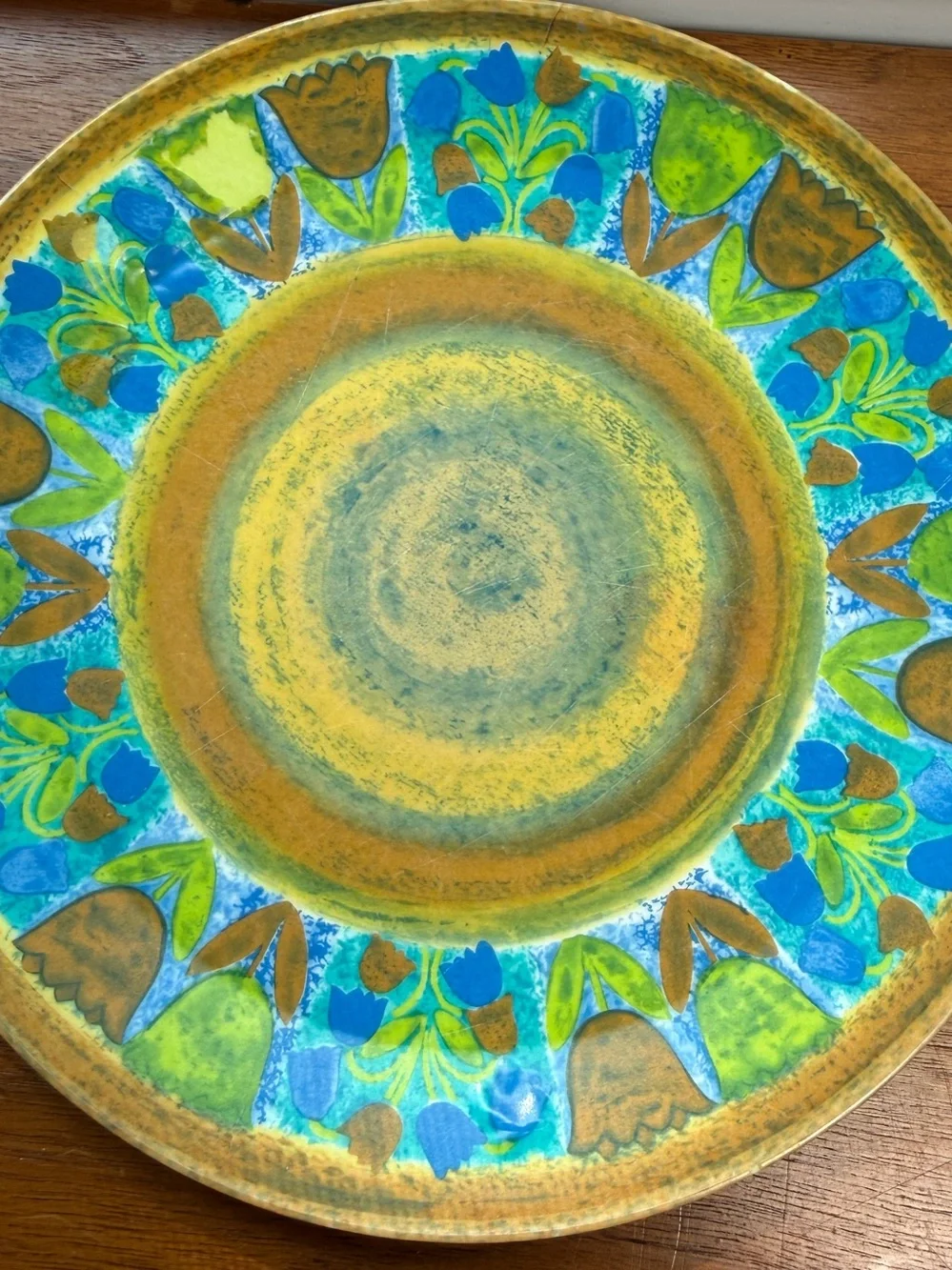 Vintage MCM OneidaWare Salad Plates Set Of 6 Melamine 8” Green 70s Flower Power